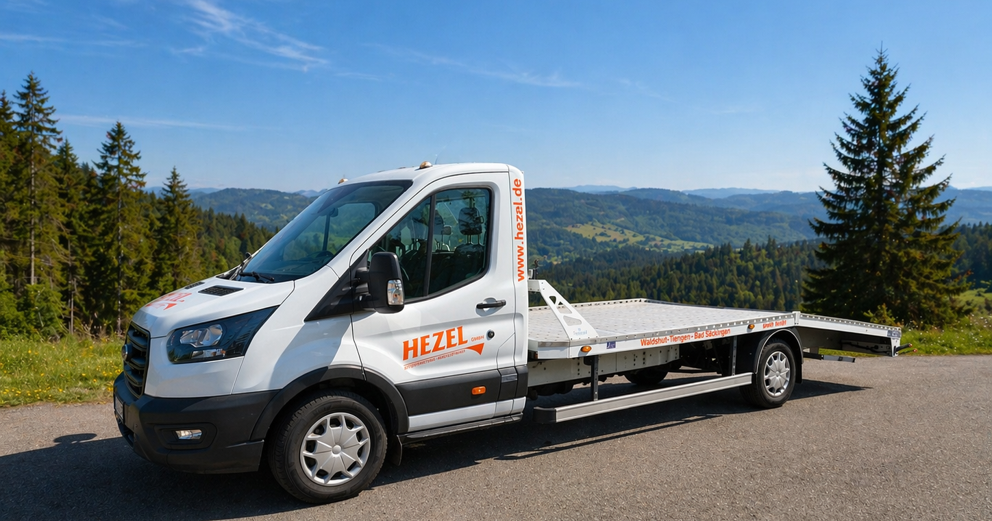 Ford Transit Autotransporter der Autovermietung Hezel
